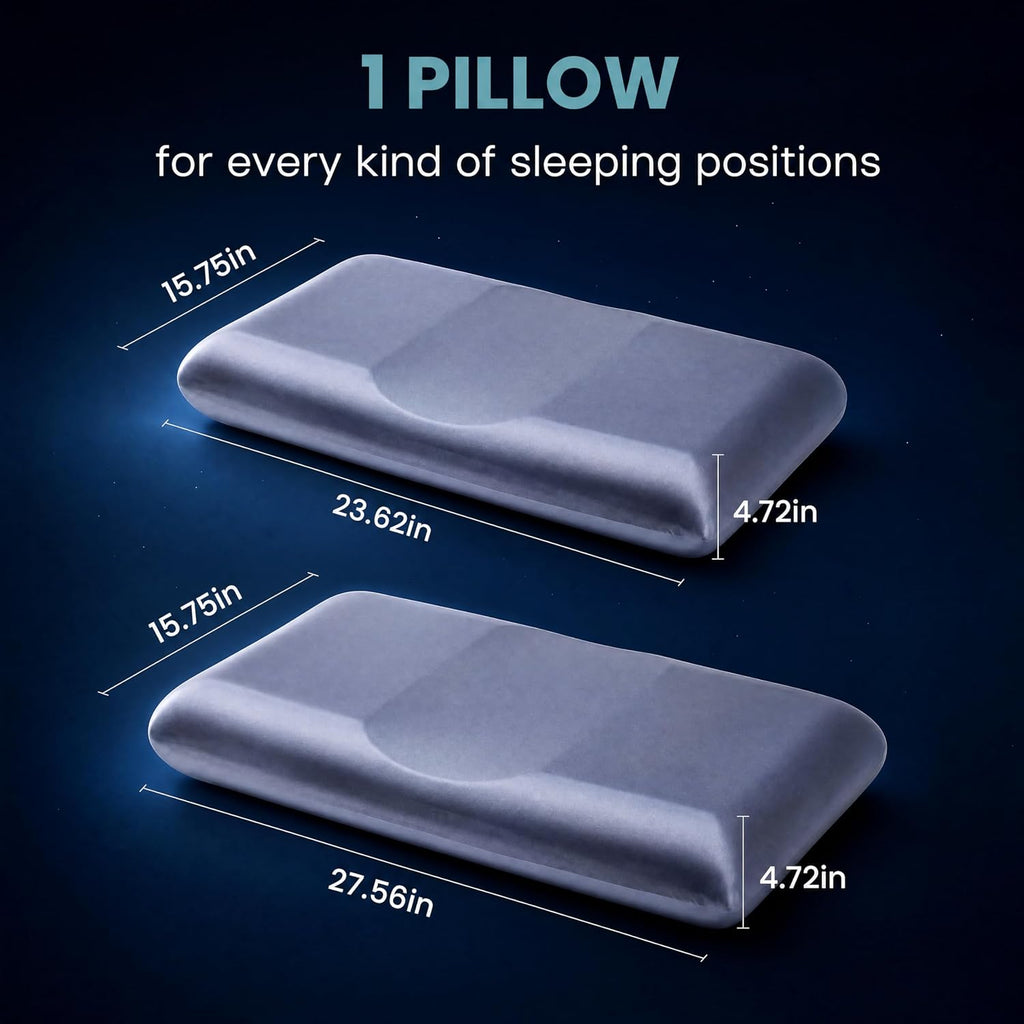 Silicone Pillow for Sleeping, Cooling Ergonomic Neck Support Pillow, High Resilience Bed Pillow for Side Back Sleepers, Washable…