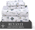 Ruvanti 100% Cotton Percale Sheets Twin Size 4 Piece Set, Cooling Bed Sheets for Hot Sleepers, Deep Pocket 16”, Breathable Lightweight & Du…