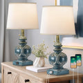 20.75" Farmhouse Table Lamps for Bedroom Set of 2, Rustic Bedside Lamps with 2 USB Port, Retro side table lamp Antique Nightstand Lamp…