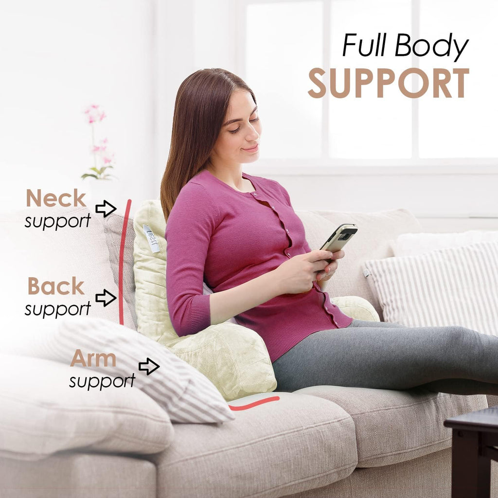 Nestl Reading Pillow with Shredded Memory Foam, Designed for Sitting Up in Bed and Couch, Back and Arms Adjustable Support for Adult &…
