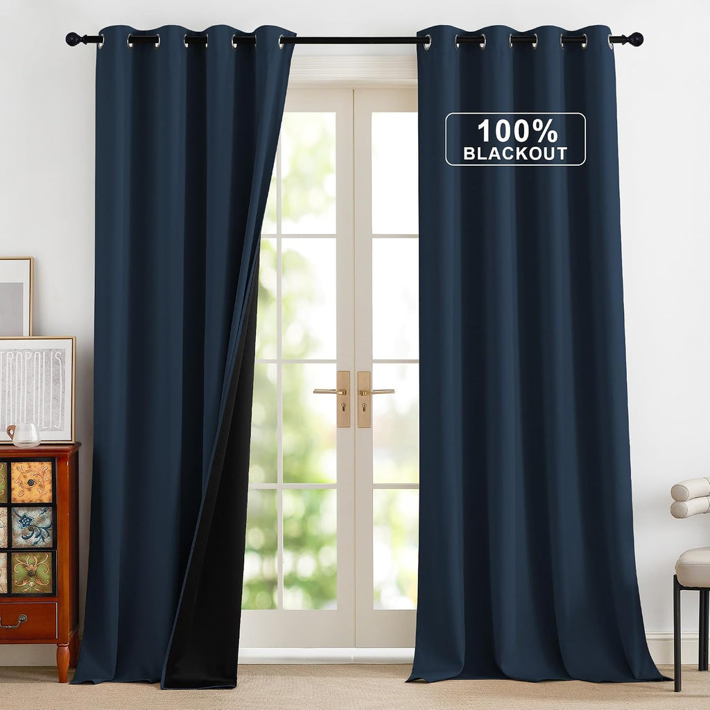 NICETOWN 100% Blackout Curtains 90 Inch Length for Bedroom, Privacy Thermal Insulated Grommet Room Darkening Window Drapes for Living…
