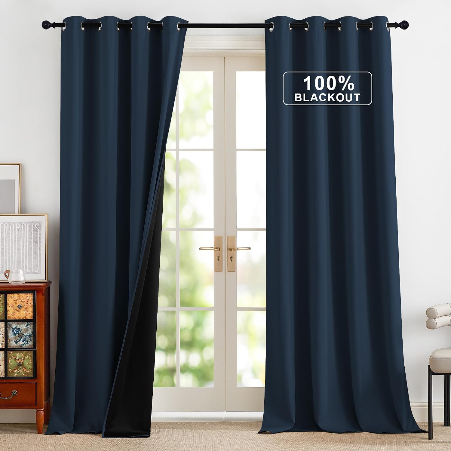 NICETOWN 100% Blackout Curtains 90 Inch Length for Bedroom, Privacy Thermal Insulated Grommet Room Darkening Window Drapes for Living…