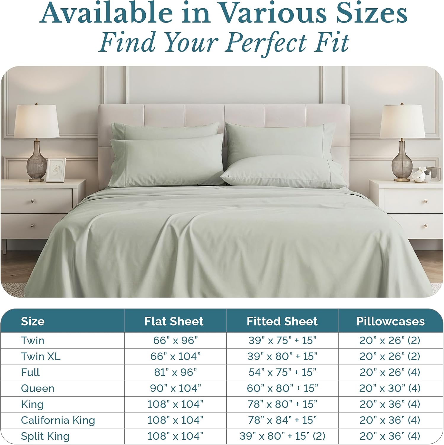 Casa Platino Bed Sheets Cal King Size, 500 Thread Count Silky Buttery Soft Sateen Finish, Soft and Smooth Sheets Cotton Cal King Sheet…