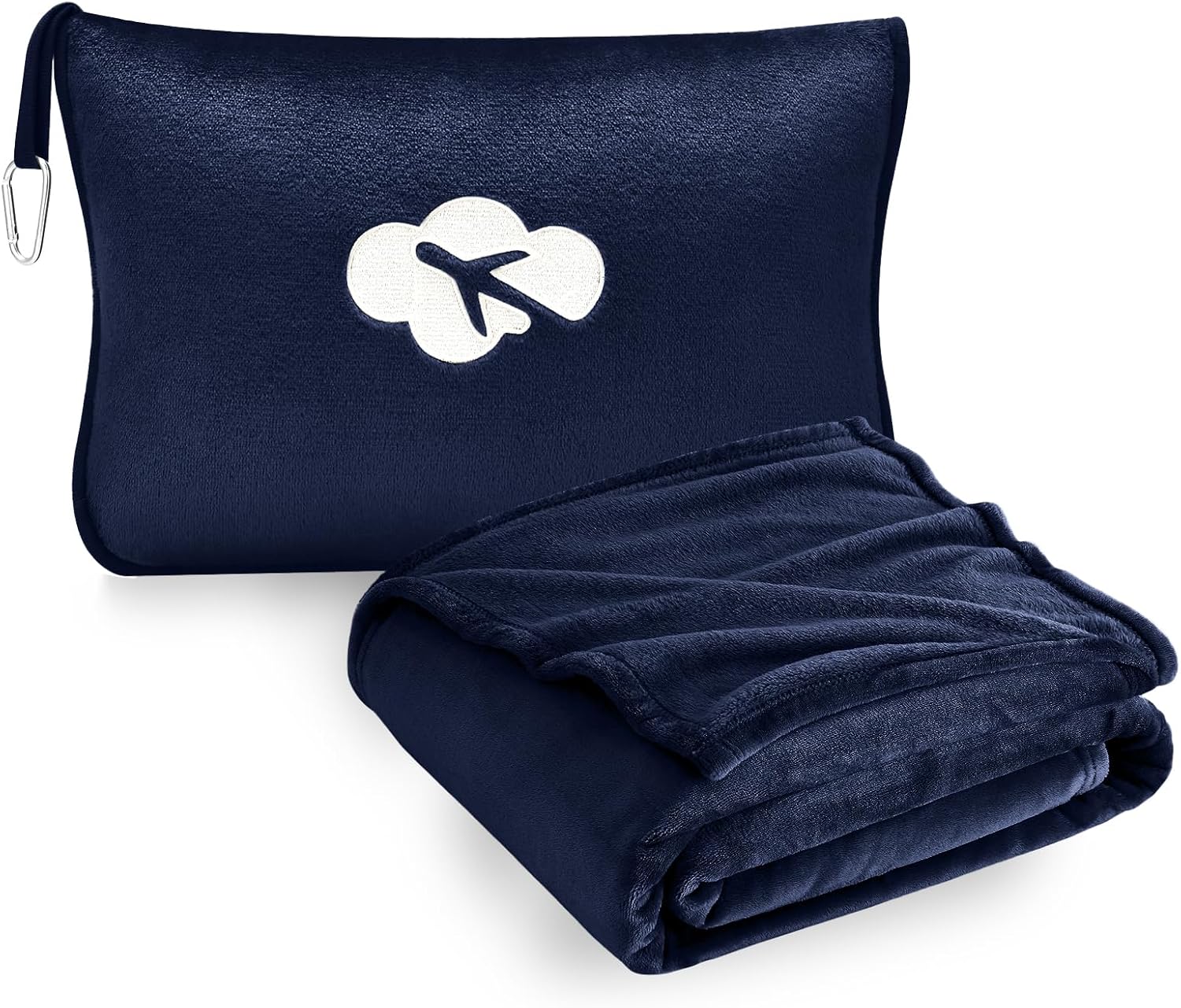 JungleStar Travel Blanket and Pillow Compact, Soft 2 in 1 Airplane Blanket with Soft Bag Pillowcase, Hand Luggage Sleeve and Backpack Clip (…
