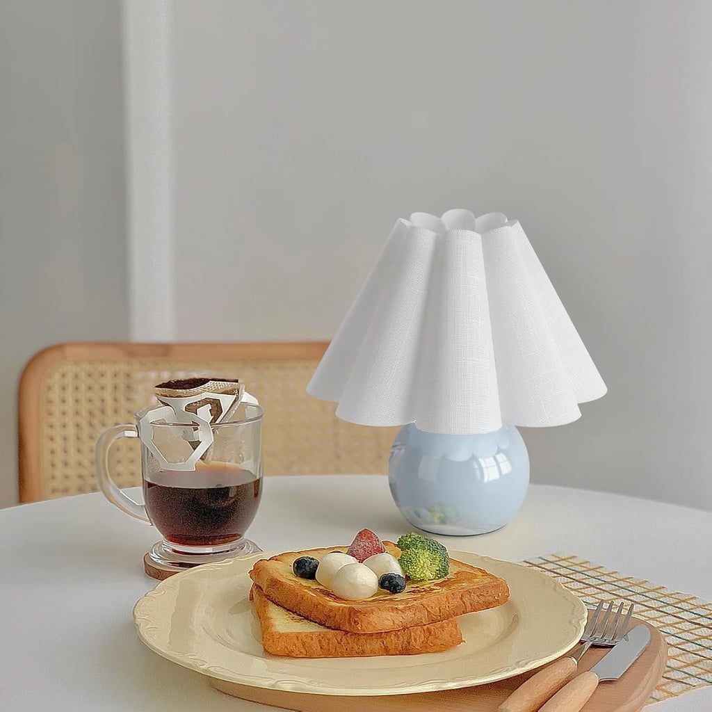 Light Blue Small Bedside Mini Table Lamp for Bedroom, Cute Bedroom Lamps for Nightstand, Cute Mini Table Lamps for Small Spaces with…