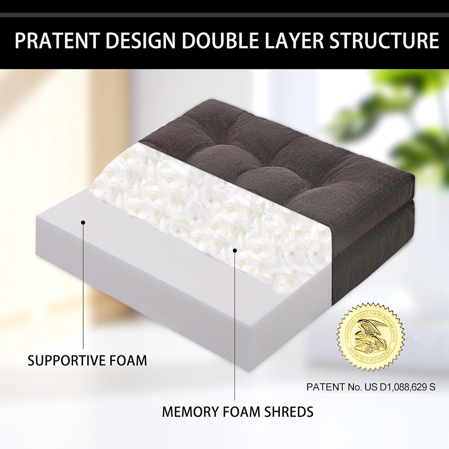 Recliner Cushions for Elderly with Lumbar Support, Patent Design 20x20x4 Inch Thick Chair Cushion Soft Tufted Dual Layer Booster Seat…