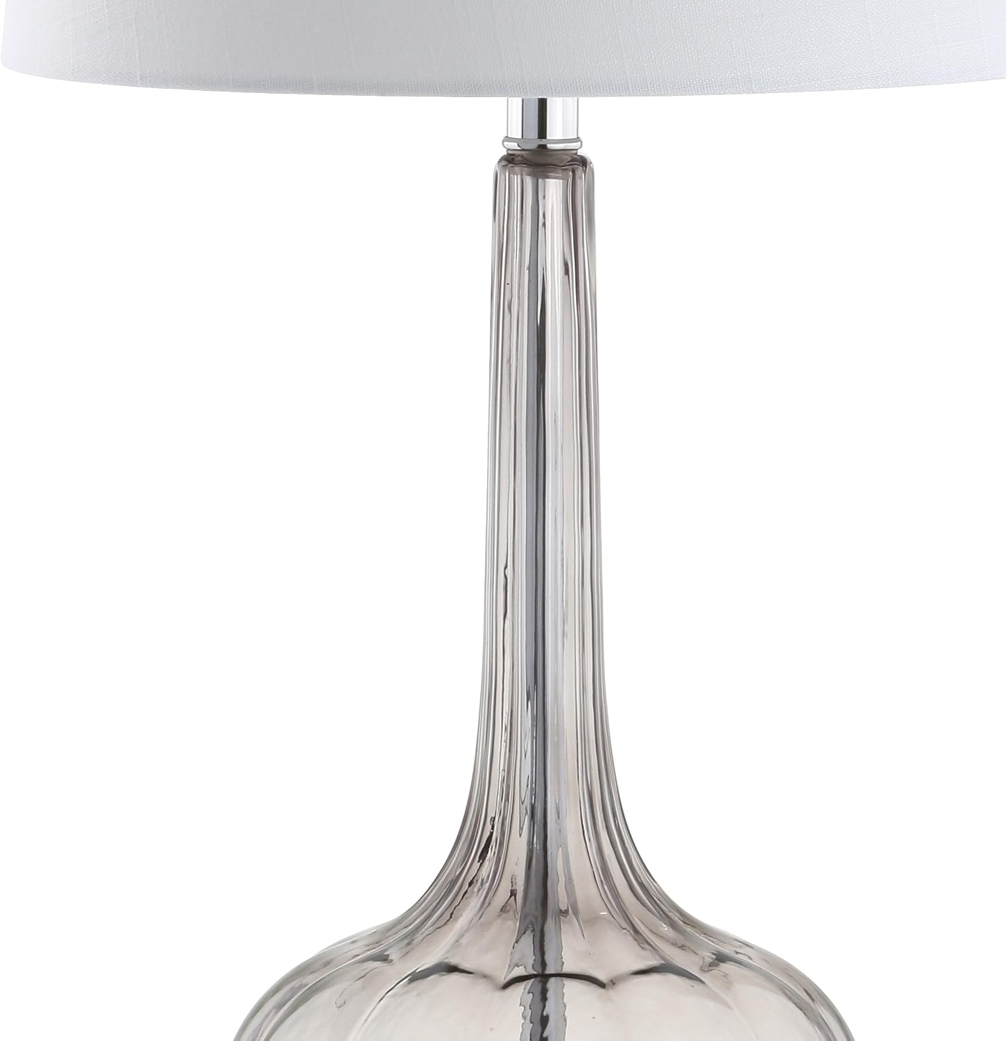 JONATHAN Y 28.5" Smoke Gray Glass Teardrop LED Table Lamp Set of 2 for Living Room Bedroom Nightstand, White Linen Shade Modern…