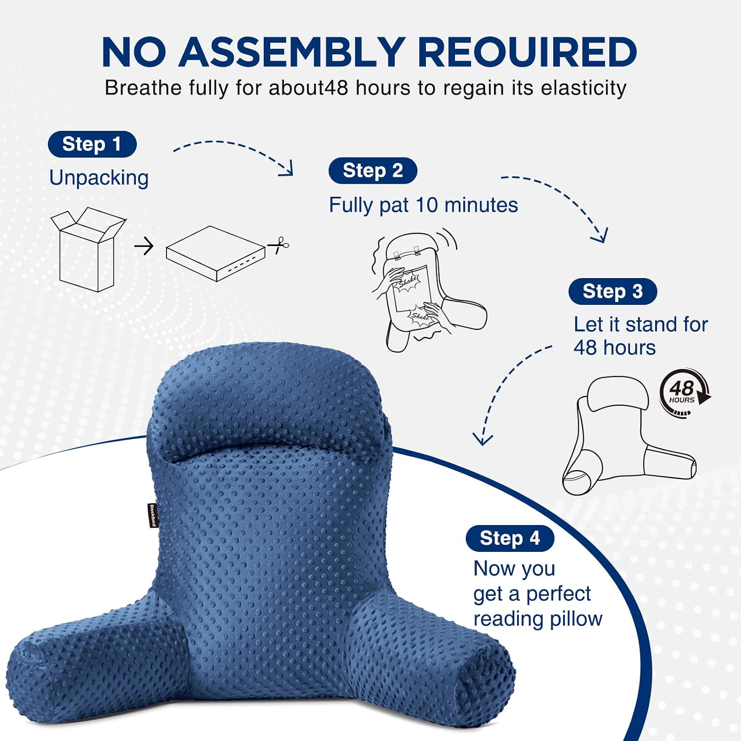 Reading Pillow for Sitting in Bed Couch Adult, Back Pillow for Bed Sitting Up, Back-Rest Support Cushion with Pockets and Arms, Watching…