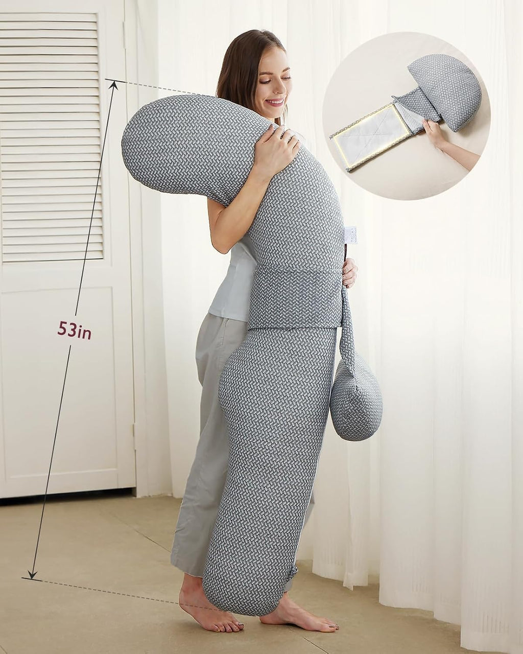 Momcozy Pregnancy Pillow, Original F Shaped Maternity Pillow for Pregnant Women with Adjustable Wedge Pillow, Full Body Support Pregnancy Pi…