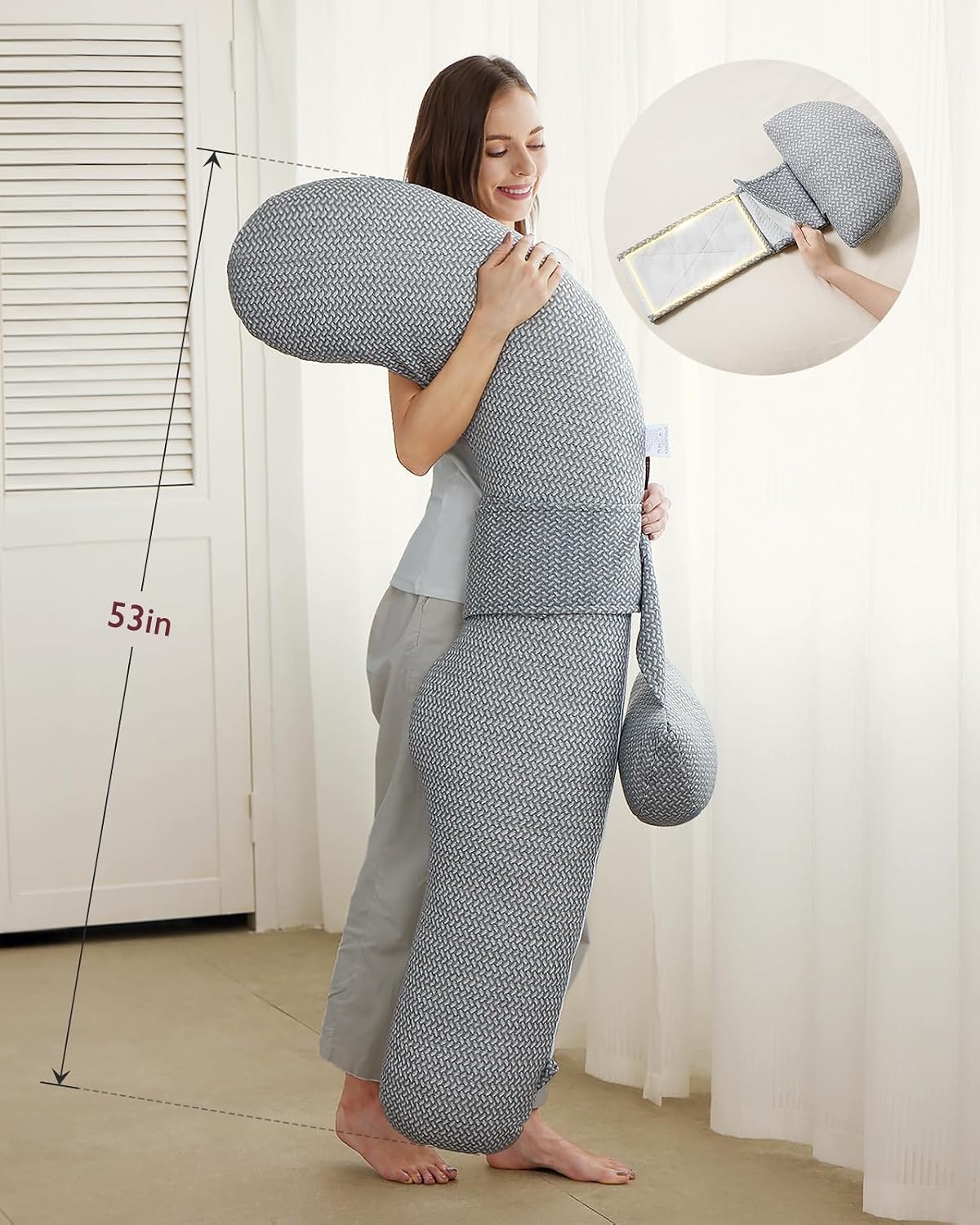 Momcozy Pregnancy Pillow, Original F Shaped Maternity Pillow for Pregnant Women with Adjustable Wedge Pillow, Full Body Support Pregnancy Pi…