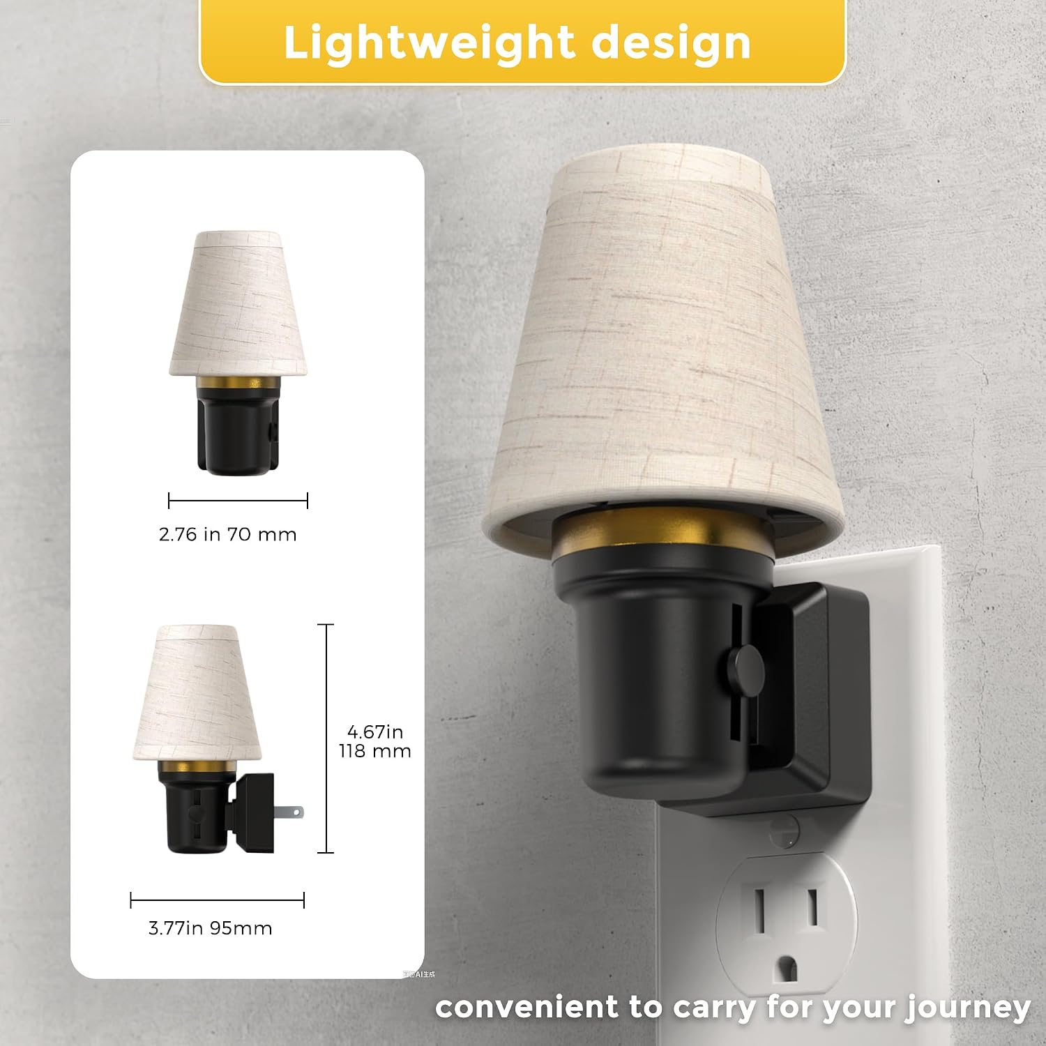 L LOHAS LED Night Lights Plug into Wall, 2 Pack Linen Fabric Round Platform Decor Night Light, Dusk to Dawn Sensor Vintage Nightlight…