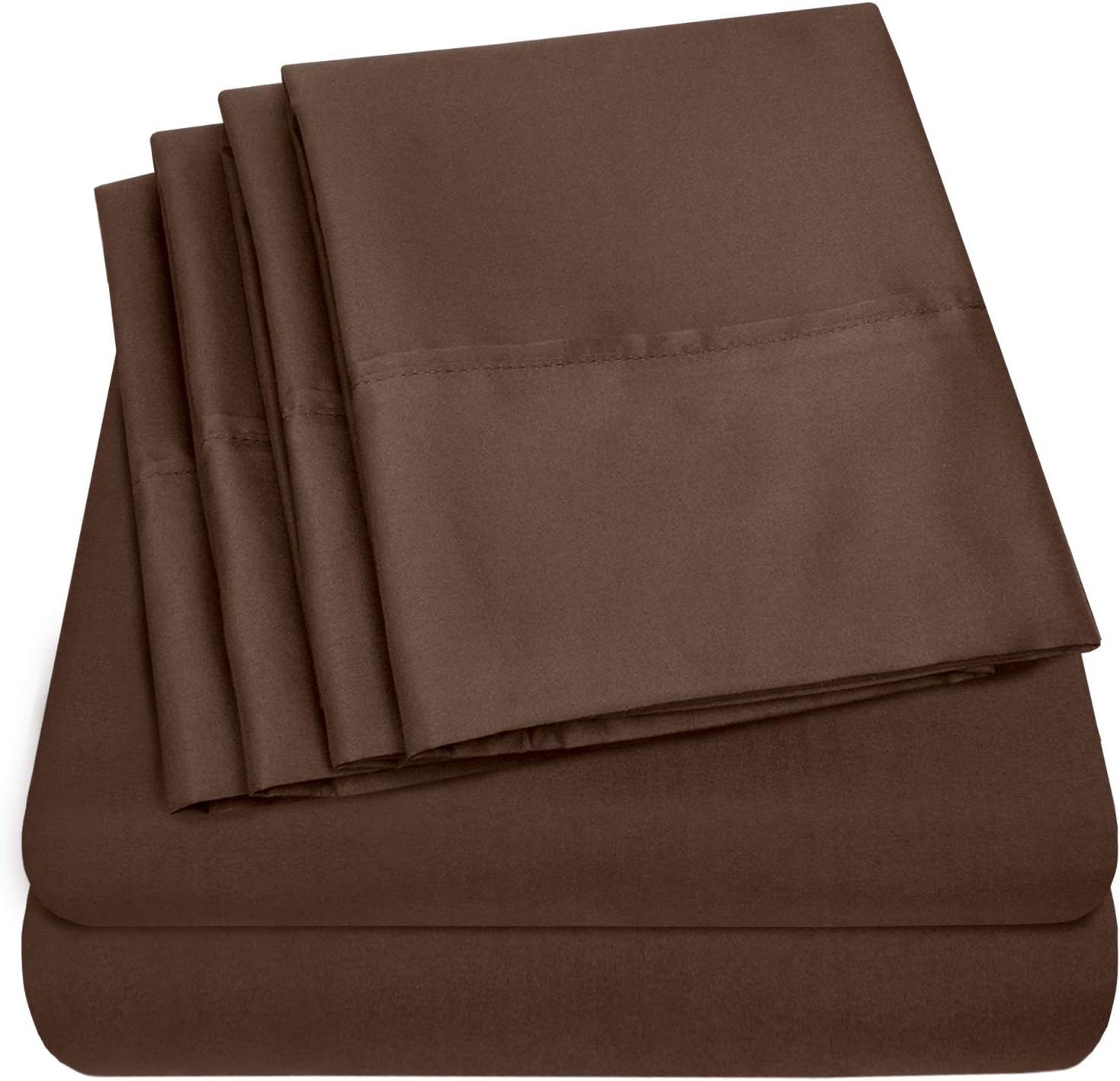Queen Sheets Brown - 6 Piece 1500 Supreme Collection Fine Brushed Microfiber Deep Pocket Queen Sheet Set Bedding - 2 Extra Pillow Cases…