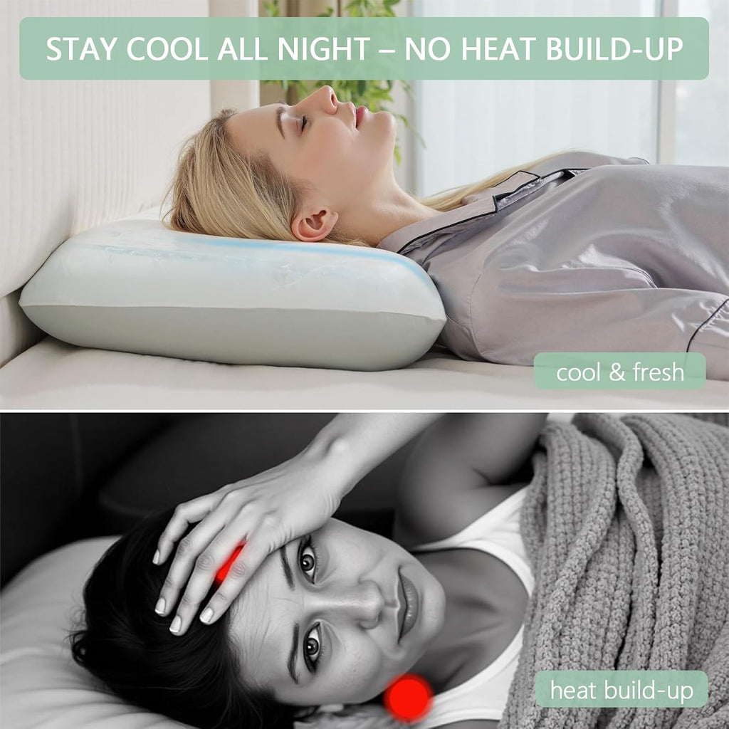 Noffa 2 Pack Extra Soft Ice-Feel Cooling Pillows for Sleeping – Standard Size Bed Pillows with Breathable Sponge-Fill Support, Ice-Fabric C…