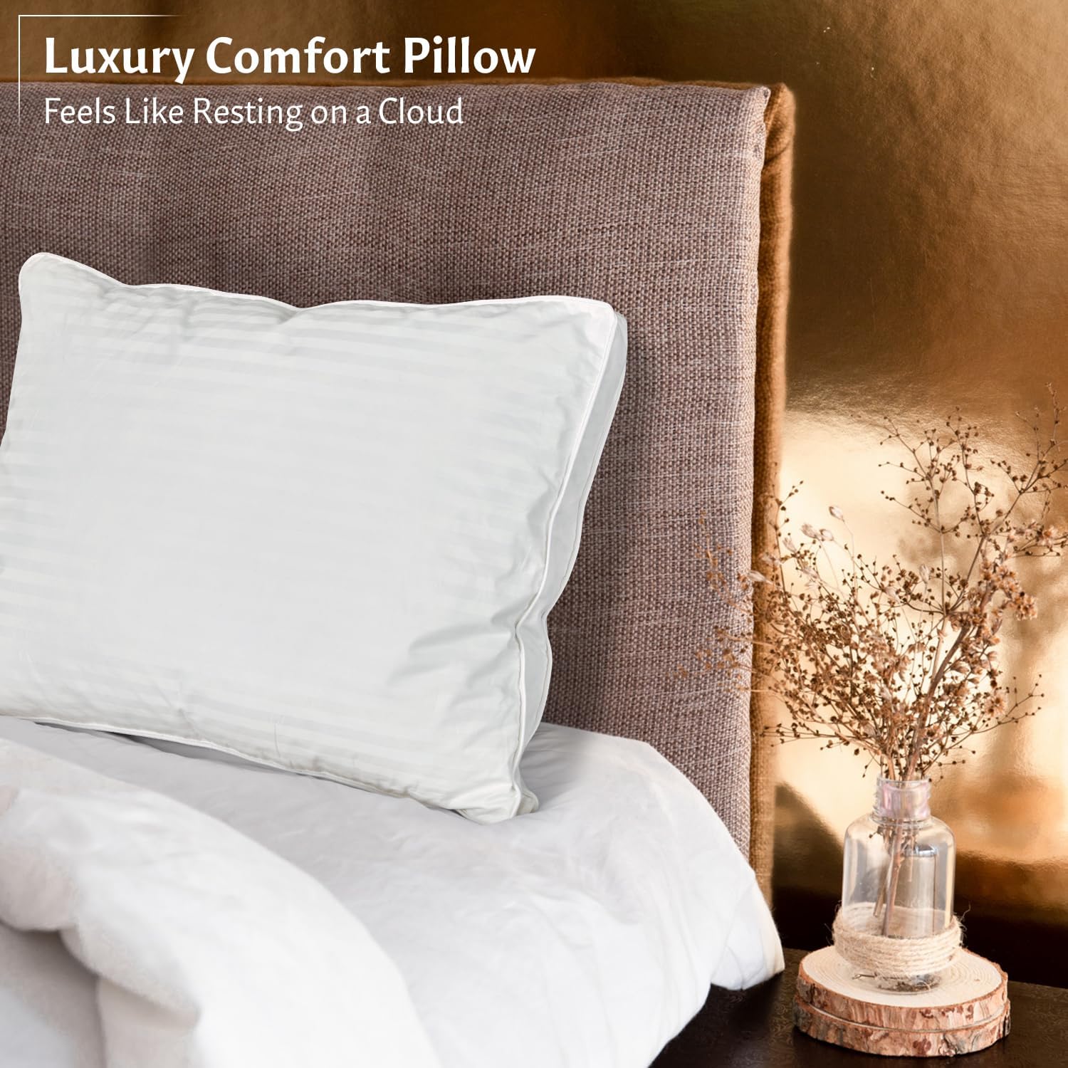 Washable Down and Feathers Pillows Standard Size - Premium Soft Pillow Authentic Canadian White Goose Down & Feather w/ 100% Cotton Cover…