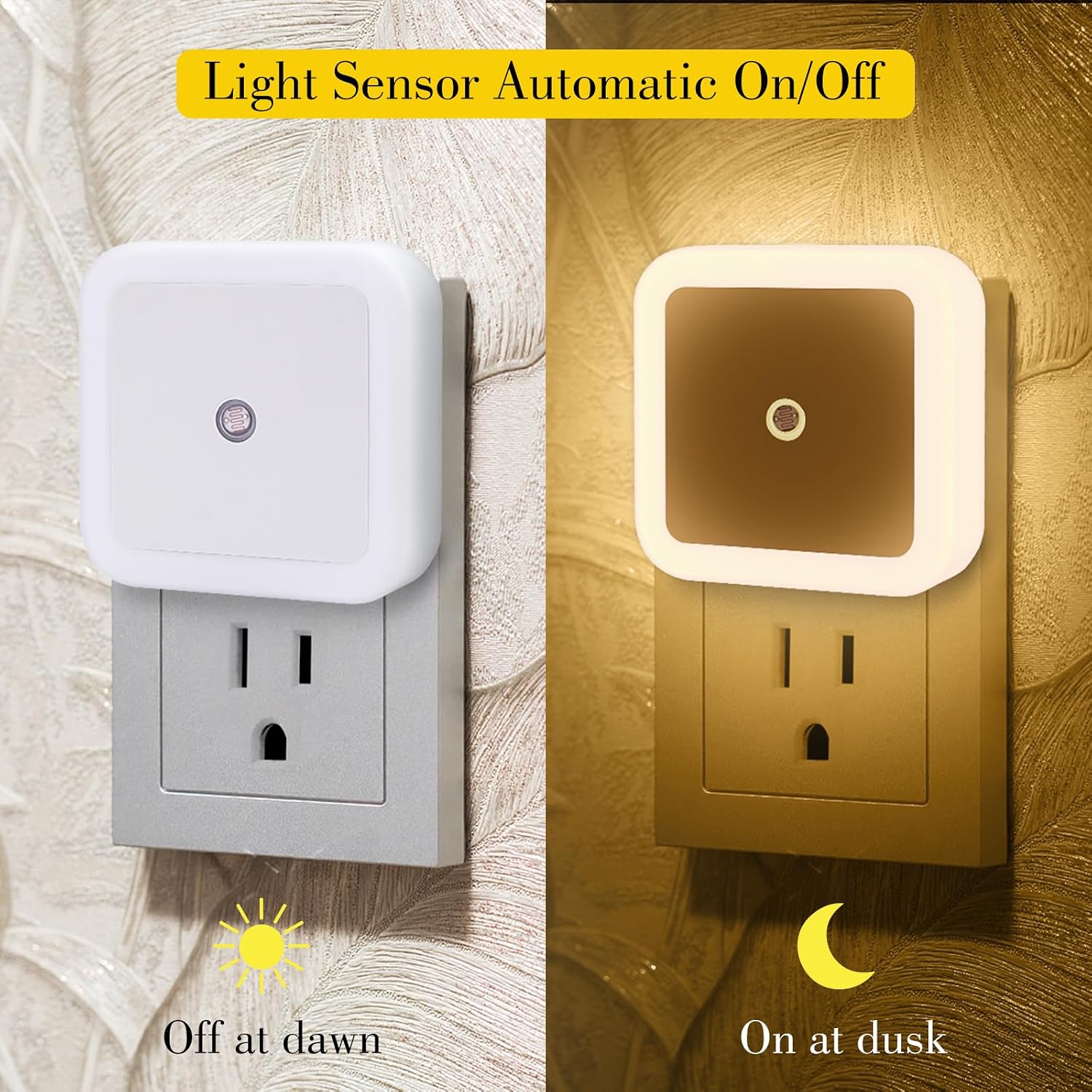 KINUR 6 Pack Night Light, Warm White LED Night Lights Plug into Wall with Dusk to Dawn sensors, Plug in Night Lights for Kids Room…