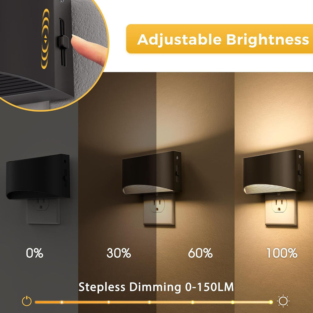 Llohasled L LOHAS LED Night Lights Plug into Wall, 2 Pack Dimmable Modern LED Bright Night Light for Kids, Dusk to Dawn Sensor, 0-150LM Adju…