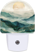 Golden Mountains with Sun Night Light for Kids, Watercolor Sunrise Mountain Night Light Plug in with Dusk to Dawn Sensor,0.5w Energy…