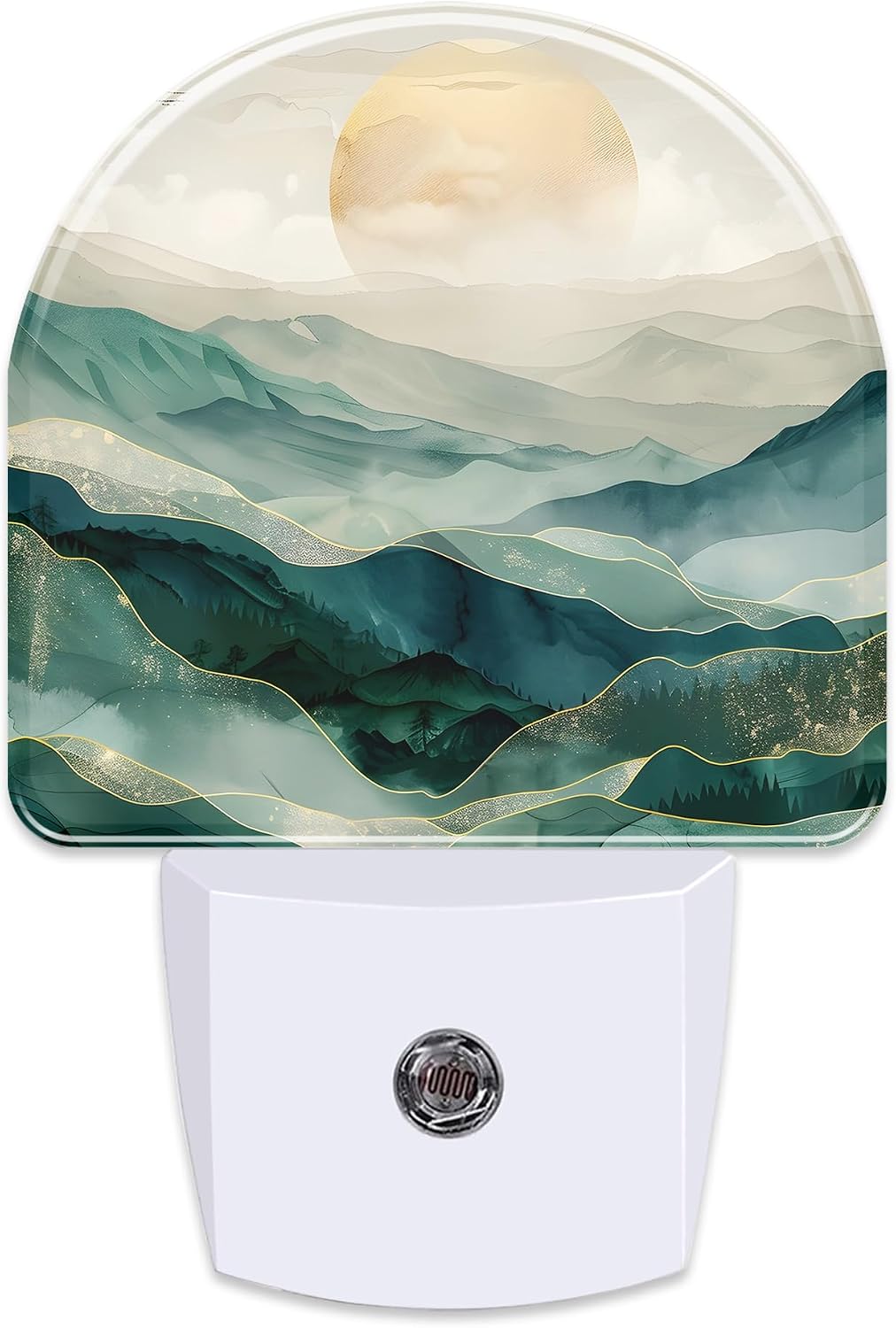Golden Mountains with Sun Night Light for Kids, Watercolor Sunrise Mountain Night Light Plug in with Dusk to Dawn Sensor,0.5w Energy…