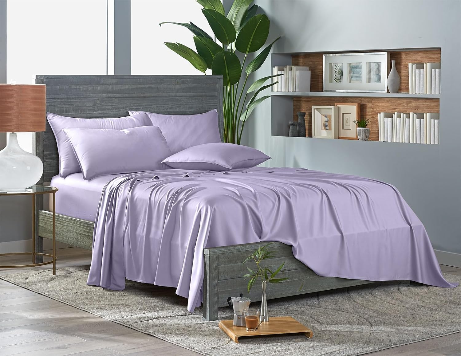 PureBamboo Pure Bamboo Queen Sheets, Genuine 100% Organic Viscose Derived from Bamboo Bed Sheet Set, Luxuriously Soft & Cooling, Double Sti…