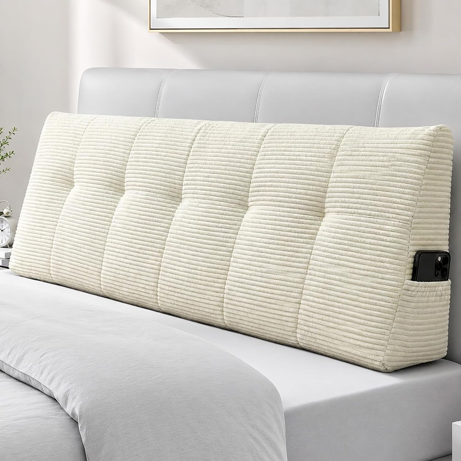 Djft Headboard Pillow Queen Size for Sitting in Bed, Large Bed Wedge Backrest Cushion with Ergonomic Foam, Reading Pillow Large Back…