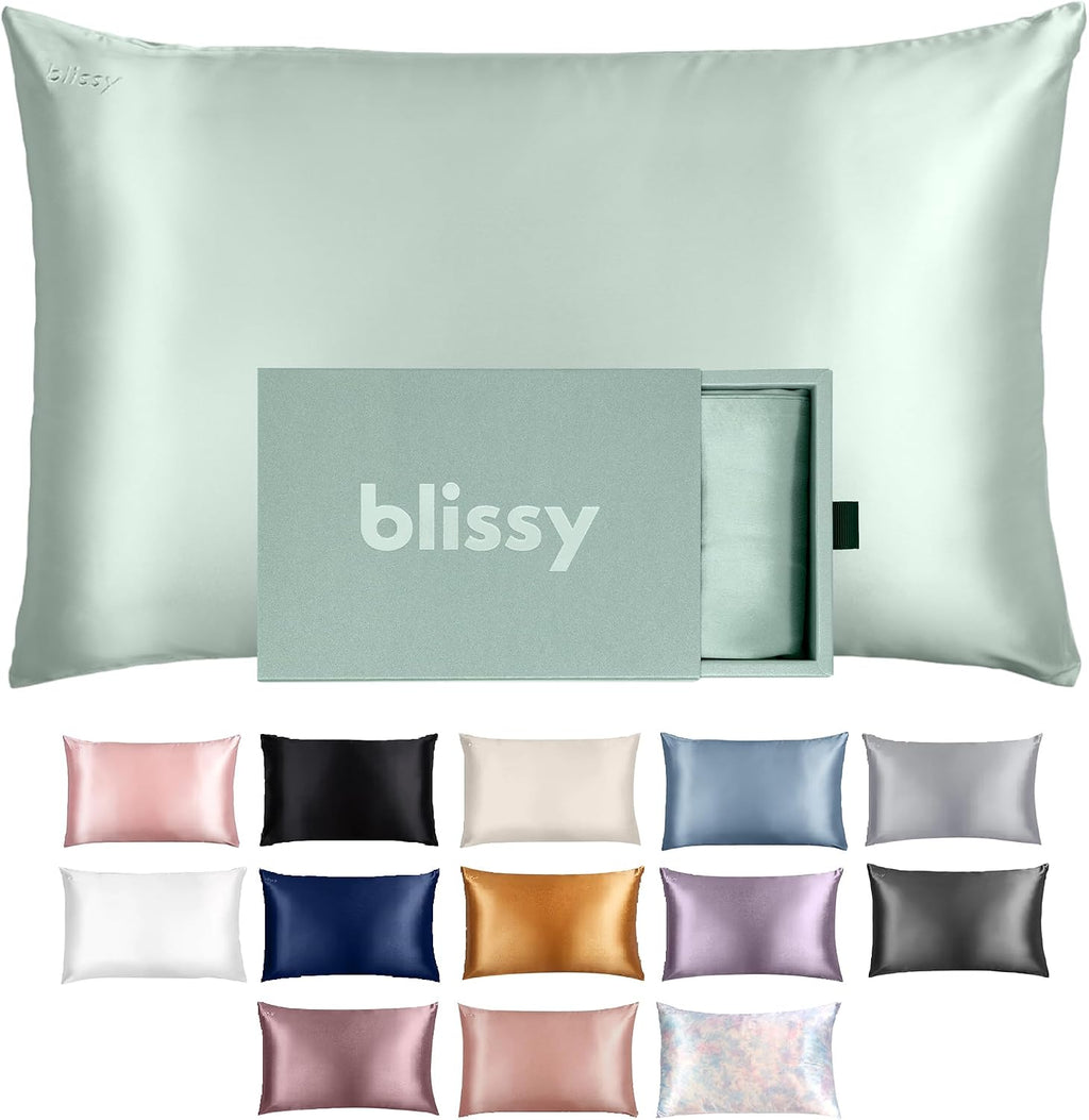 Blissy Silk Pillowcase - 100% Pure Mulberry Silk - 22 Momme 6A High-Grade Fibers - Silk Pillow Cover for Hair & Skin - Regular, Queen &…