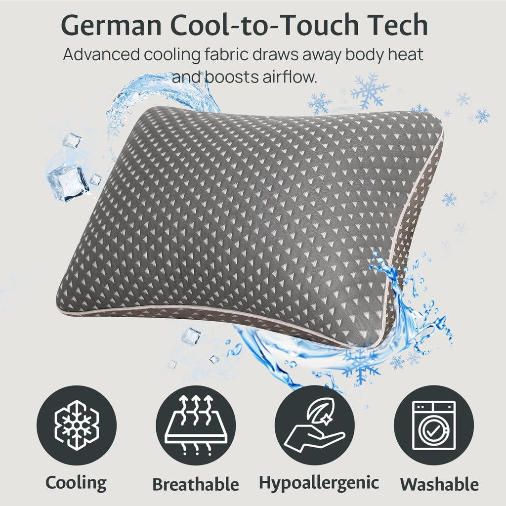 Fulocean Small Cooling Memory Foam Travel Pillows for Airplanes, Compressible Camping Pillow, Adjustable Gel Shredded Foam Bed Pillow for M…