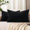 decorUhome Black Chenille Throw Pillow Covers 12x20 Set of 2 Textured Soft Cozy Slubby Couch Pillow Covers Modern Farmhouse Boho Decorative…