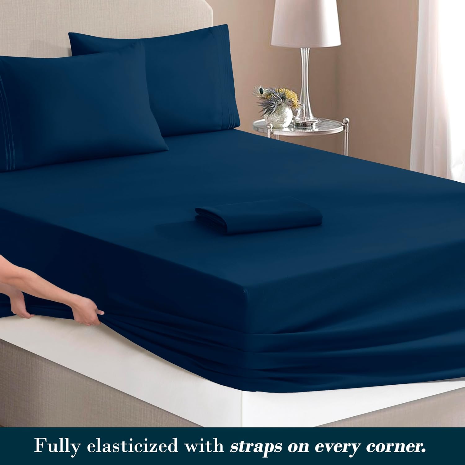 MocassiLuxuryBedding Mocassi Full Size 4-Piece Bed Sheet Set - 1800 Hotel Quality Microfiber 18-24 Inches Extra Deep Pocket Fitted Sheet- L…
