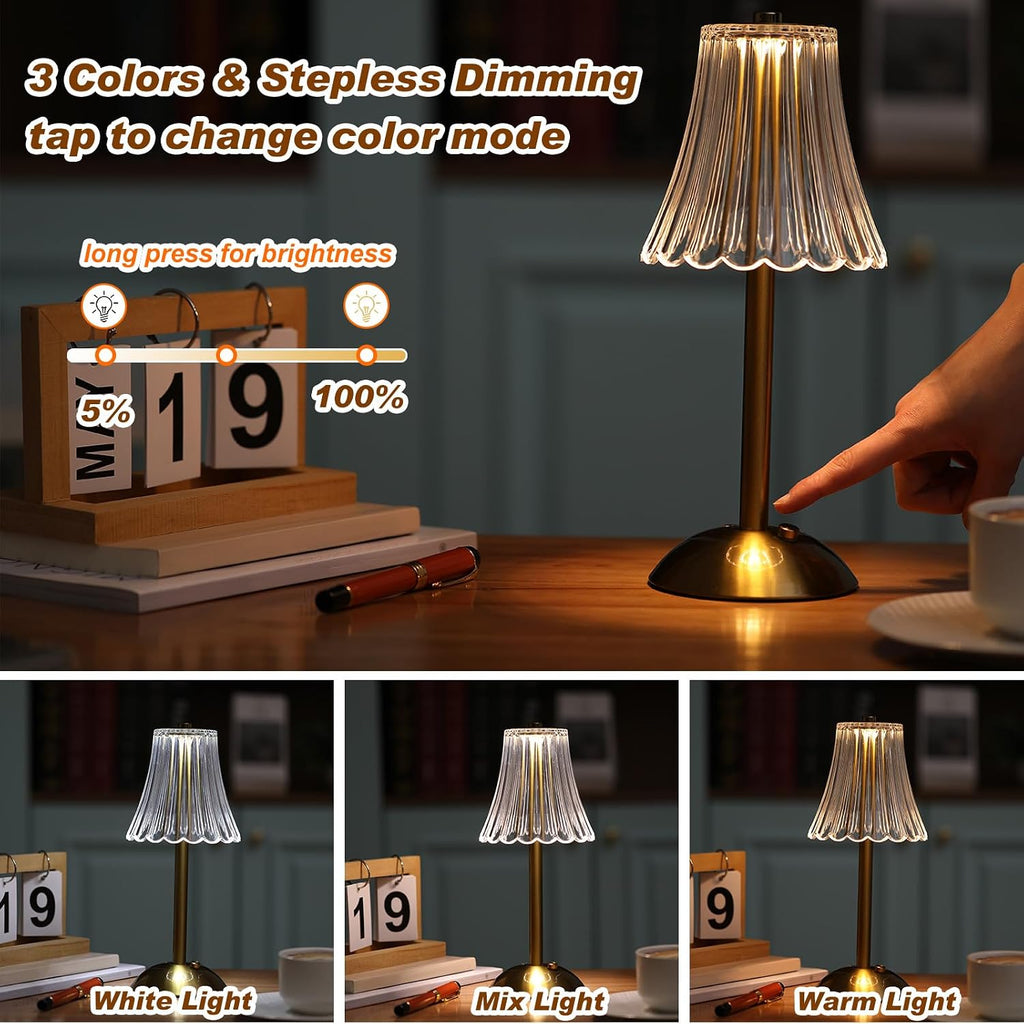 Liliful 8 Pcs Cordless Table Lamp Rechargeable Touch LED Small Gold Portable Battery Operated USB-c Desk Lamp 3 Color Dimmable for…