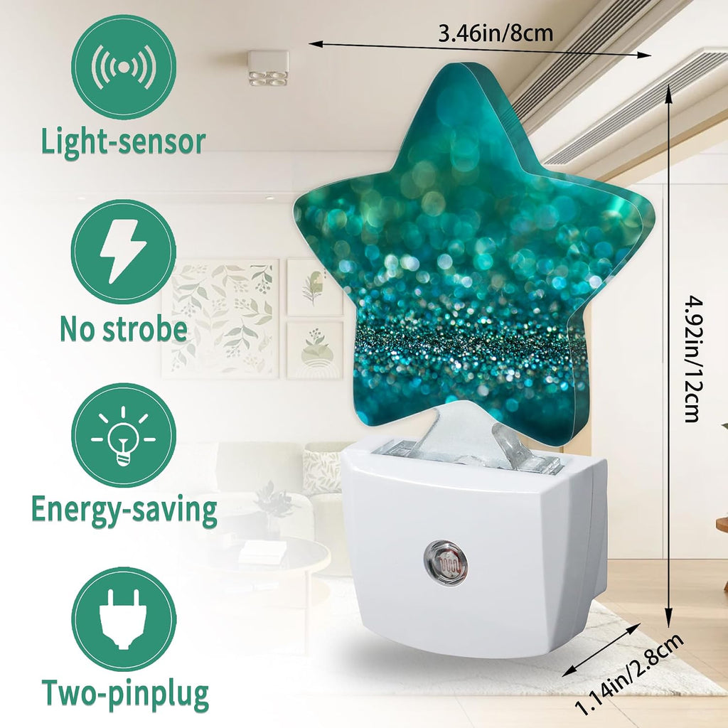 Star Night Light with Dusk to Dawn Sensor, Green Glittering Plug in Night Light for Kids Bedroom Nursery, Soft Warm Glow Lamp for Hallway…