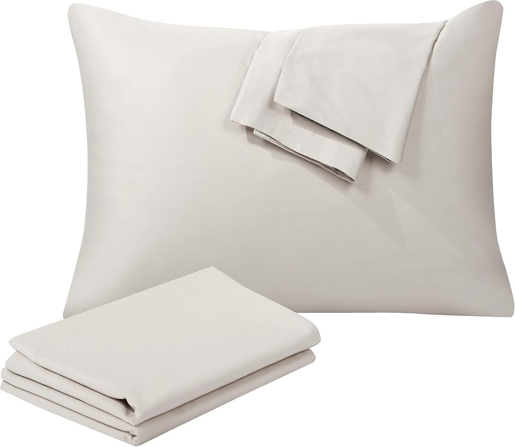 ShunjieHome 100% Egyptian Cotton King Pillow Protectors Set of 4, 400 Thread Count Sateen Weave Cooling Pillowcase, easy maintenance…