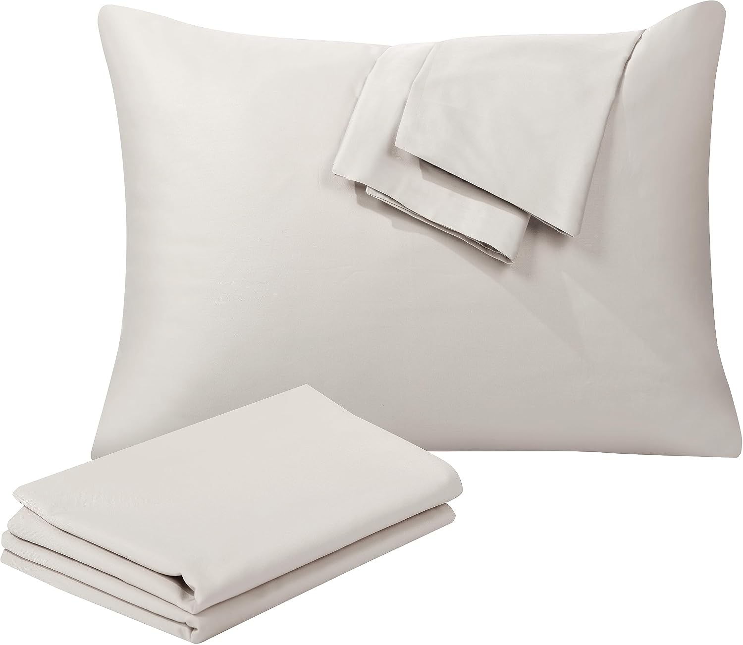 ShunjieHome 100% Egyptian Cotton King Pillow Protectors Set of 4, 400 Thread Count Sateen Weave Cooling Pillowcase, easy maintenance…