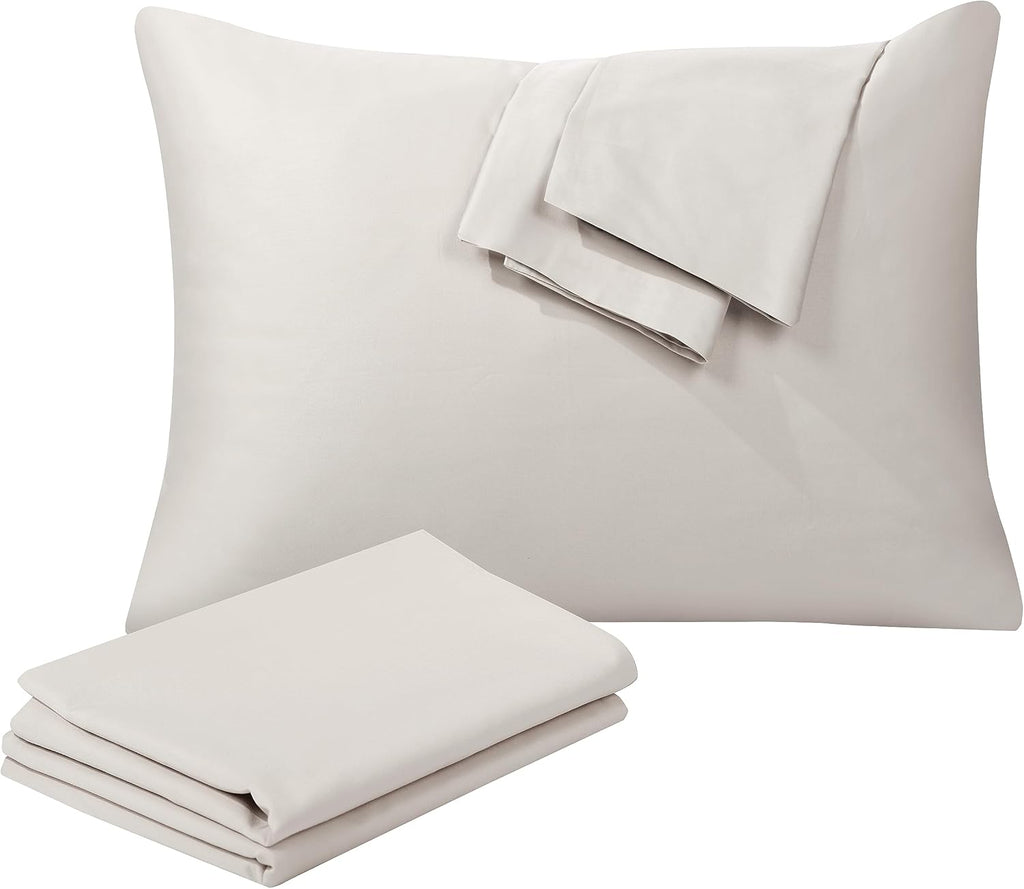 ShunjieHome 100% Egyptian Cotton Queen Pillow Protectors Set of 4, 400 Thread Count Sateen Weave Cooling Pillowcase, easy maintenance…