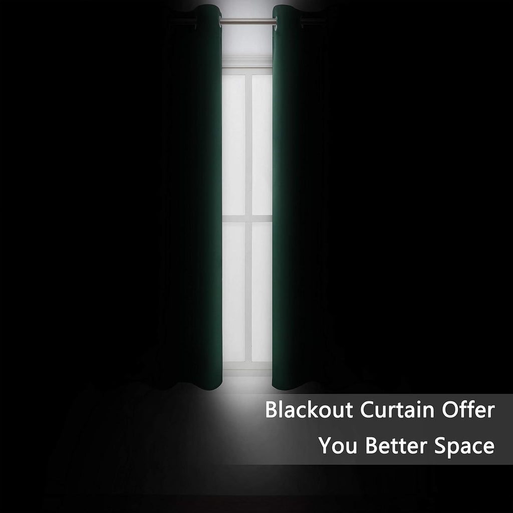 Lemomo Dark Green Thermal Blackout Curtains/42 x 72 Inch/Set of 2 Panels Room Darkening Curtains for Bedroom 72 Inch Green
