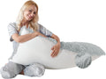 Wsofrlac Fluffy Silk Full Body Pillow for Adults 20x54 Satin Body Pillow Cover Pillowcase with Memory Foam for bed Light Grey Pregnancy Cud…