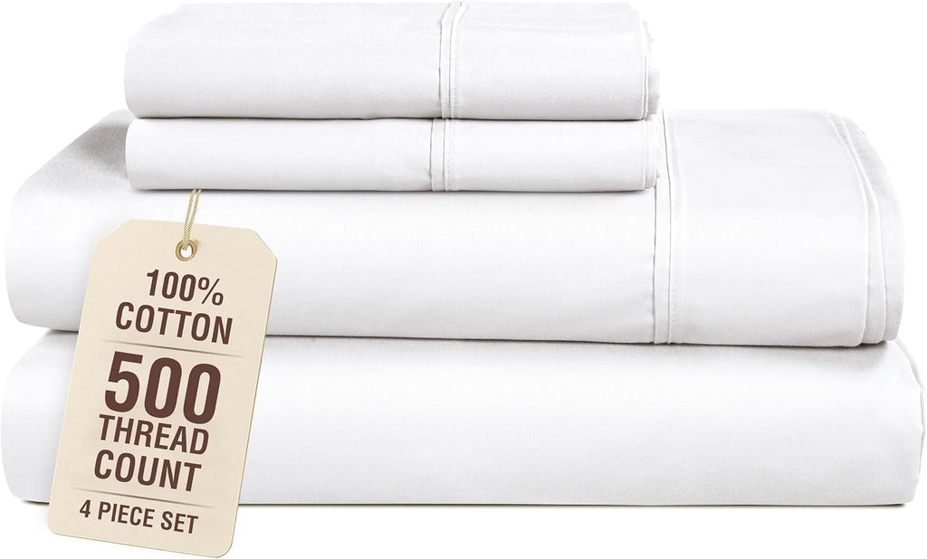 Casa Platino Twin Sheets Set 100% Cotton, 4 Piece Bed Sheet Set with 500 Thread Count Buttery Soft Sateen Finish, Long-Lasting and…