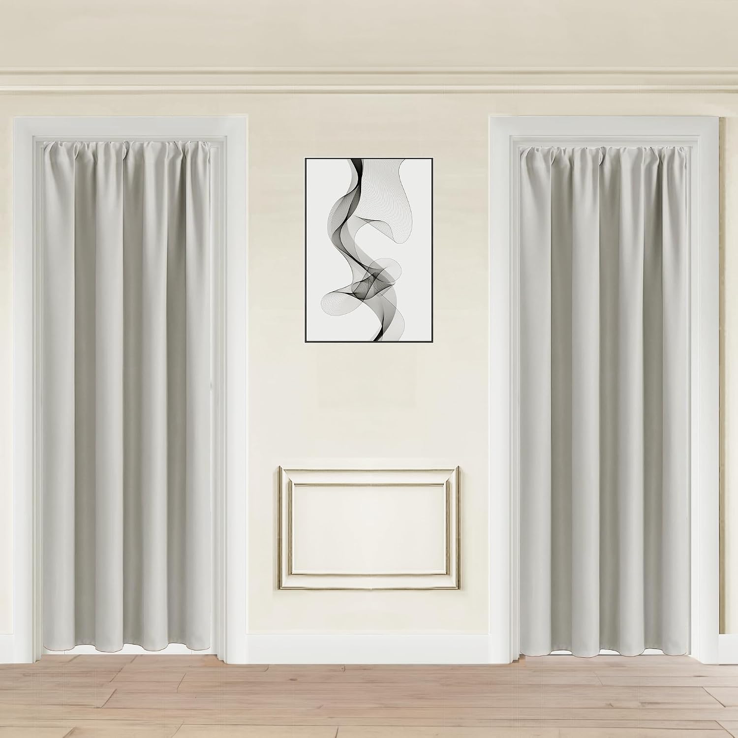 Jiuzhen Blackout Doorway Curtains 80 inch Length - 2 Panels Thermal Insulated Privacy Soundproof Rod Pocket Closet Door Curtains Room Divid…