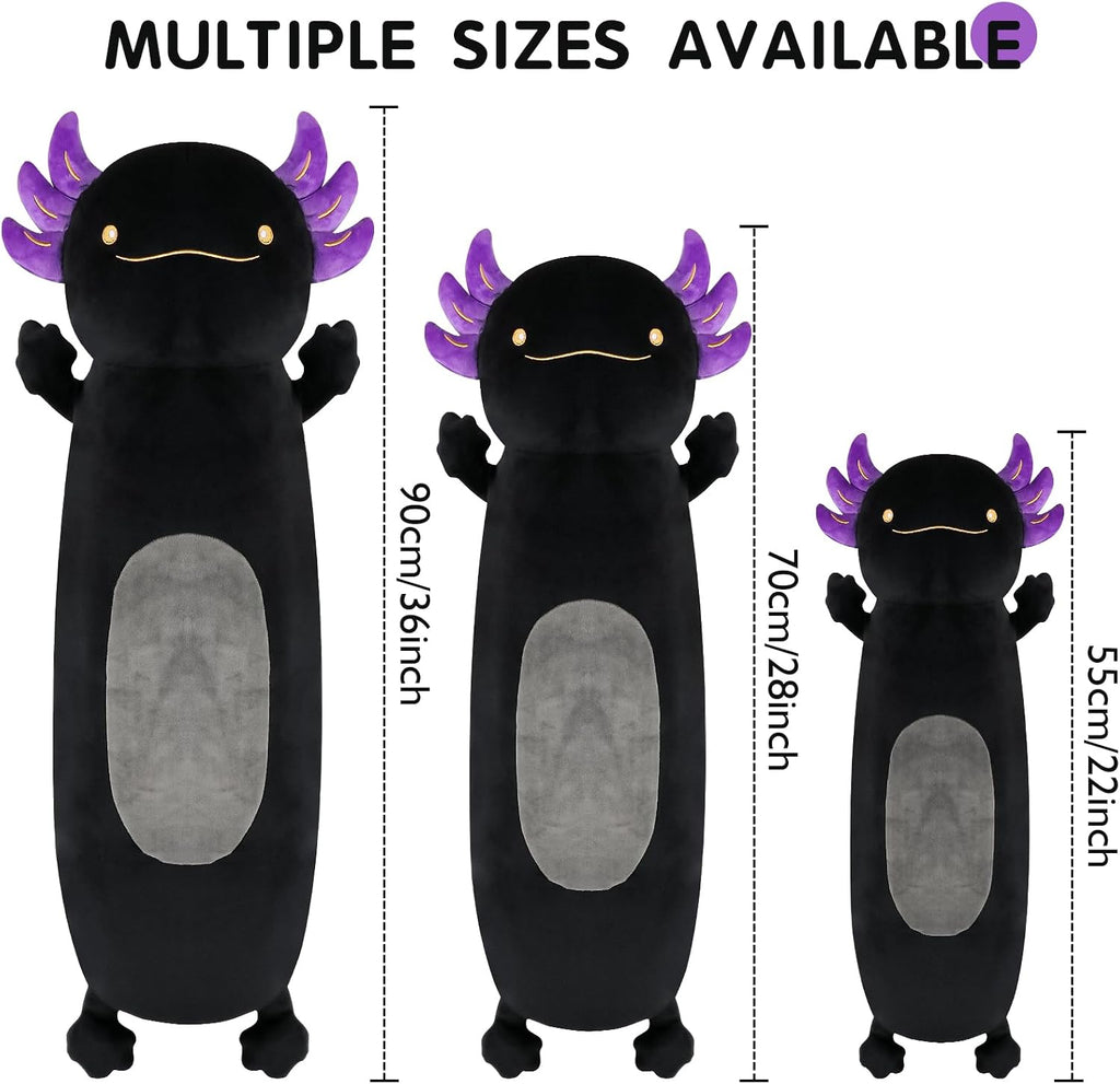 Dalmao 36" Giant Black Axolotl Stuffed Animal, Cute Soft Long Axolotl Plush Body Squishy Pillow Big Plushies Toy, Gift for Kids, Boys…