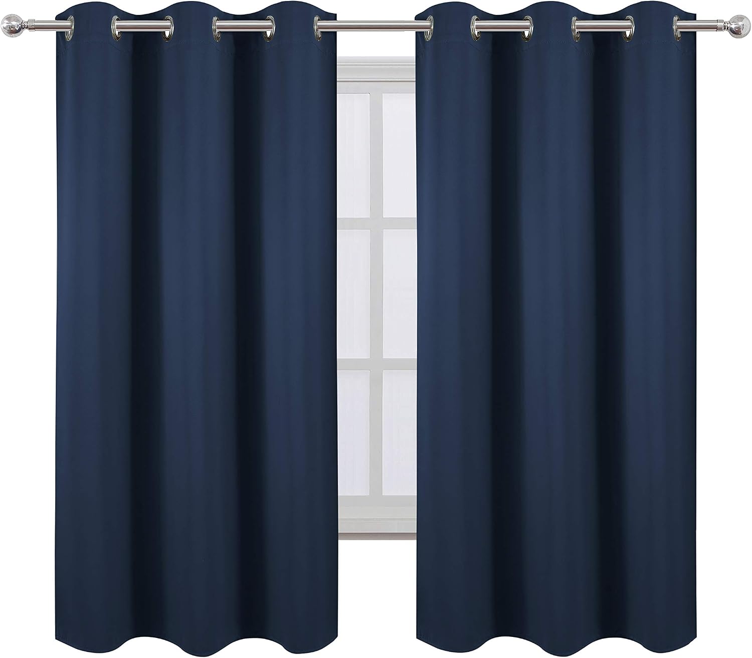 Lemomo Navy Blue Blackout Curtains 42 x 63 Inch Length/Set of 2 Curtain Panels/Thermal Insulated Room Darkening Blackout Curtains for Bedro…