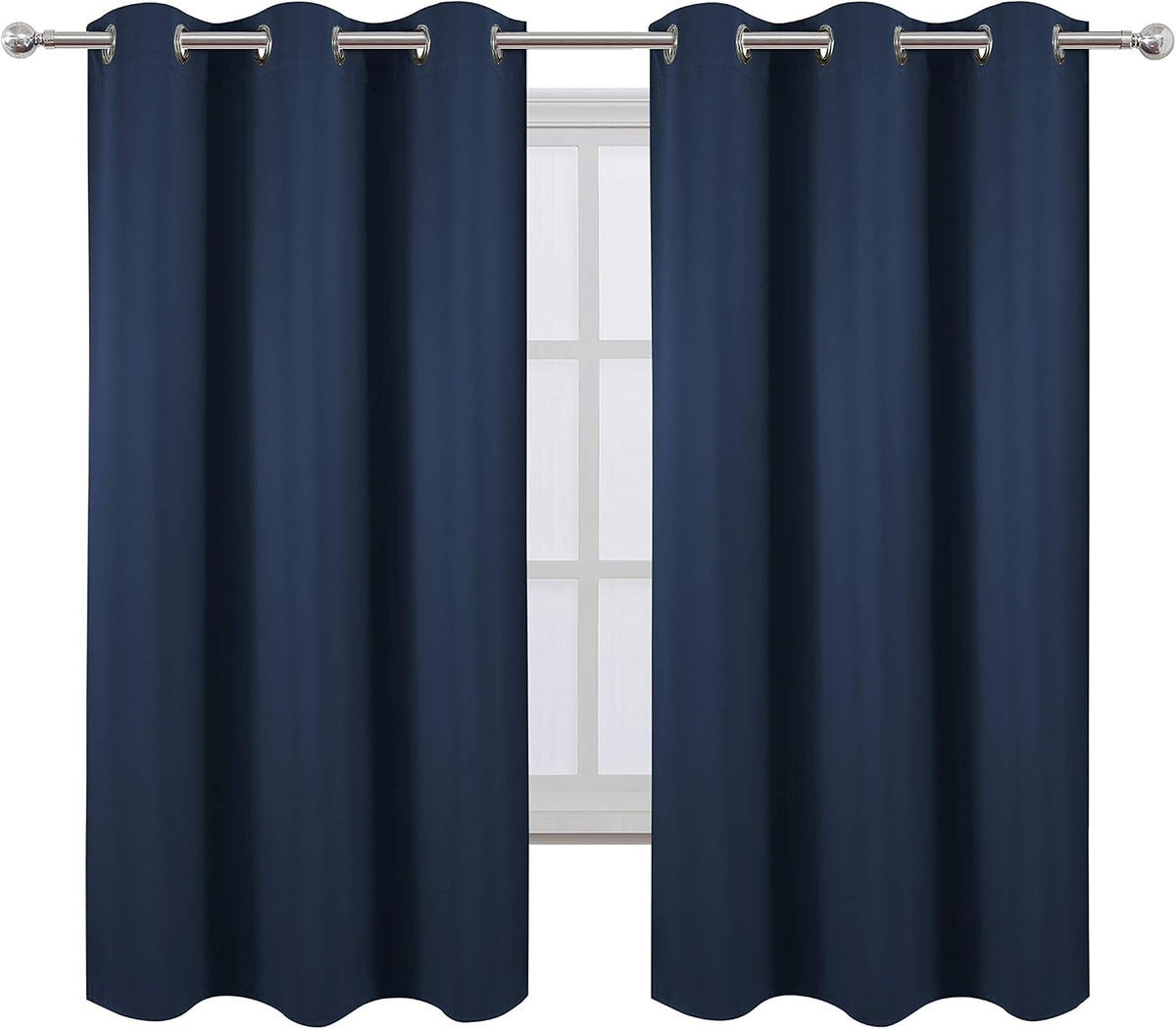 Lemomo Navy Blue Blackout Curtains 34 x 63 Inch Length/Set of 2 Curtain Panels/Thermal Insulated Room Darkening Blackout Curtains for Bedro…