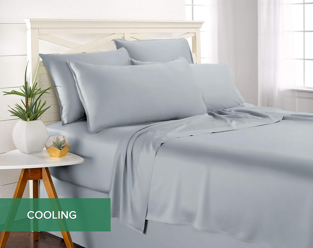 PureBamboo Pure Bamboo King Sheets, Genuine 100% Organic Viscose Derived from Bamboo Bed Sheet Set, Luxuriously Soft & Cooling, Double Stit…