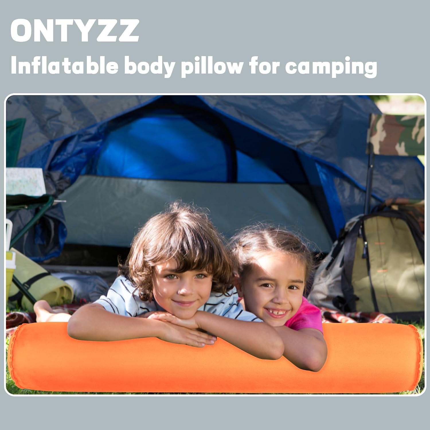 ONTYZZ Inflatable Long Body Pillow, Long Pillow for Bed, Oval Bolster Pillow for Good Sleeping and Back/Neck Support, 2pcs Orange