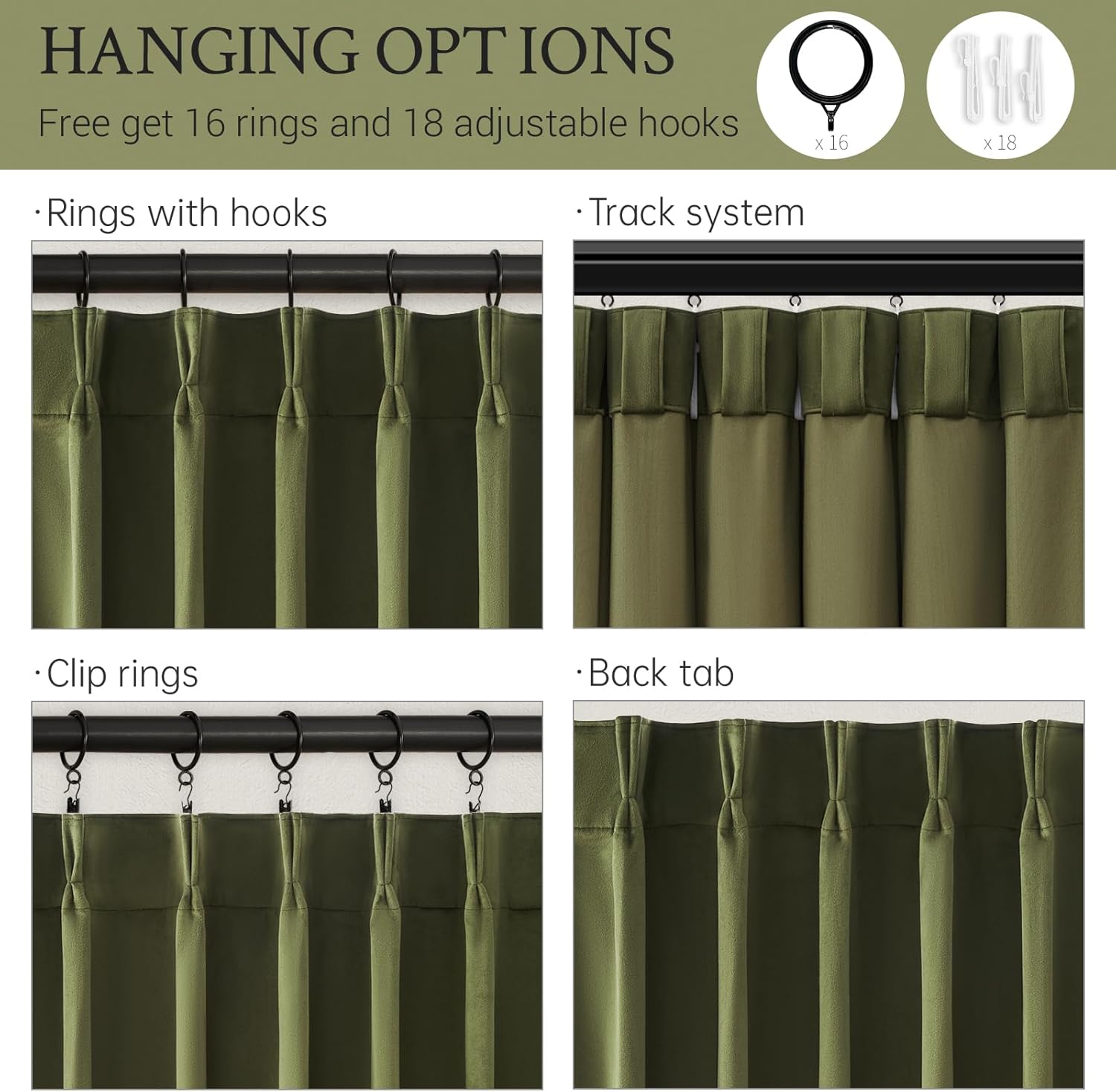 Drapenova 102 Inch Long Green Custom Velvet Blackout Curtains for Living Room Elegant Luxury Thick Pinch Pleated Drapes Home Decor F…