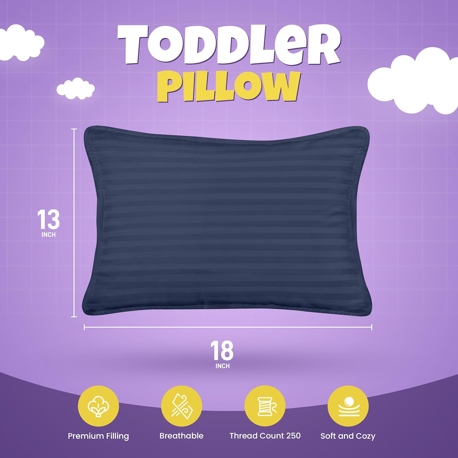 Utopiabedding Utopia Bedding Toddler Pillow (Navy Blue, 2 Pack), 13x18 Small Kids Pillow for Sleeping, Soft and Breathable Cotton Blend She…