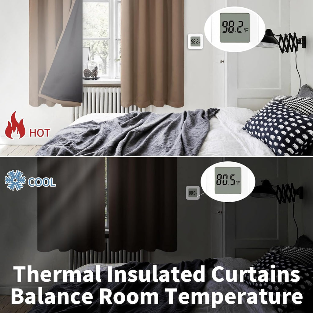 BGment Thermal Insulated 100% Blackout Curtains for Bedroom with Black Liner, Double Layer Full Room Darkening Noise Reducing Rod Pocket…