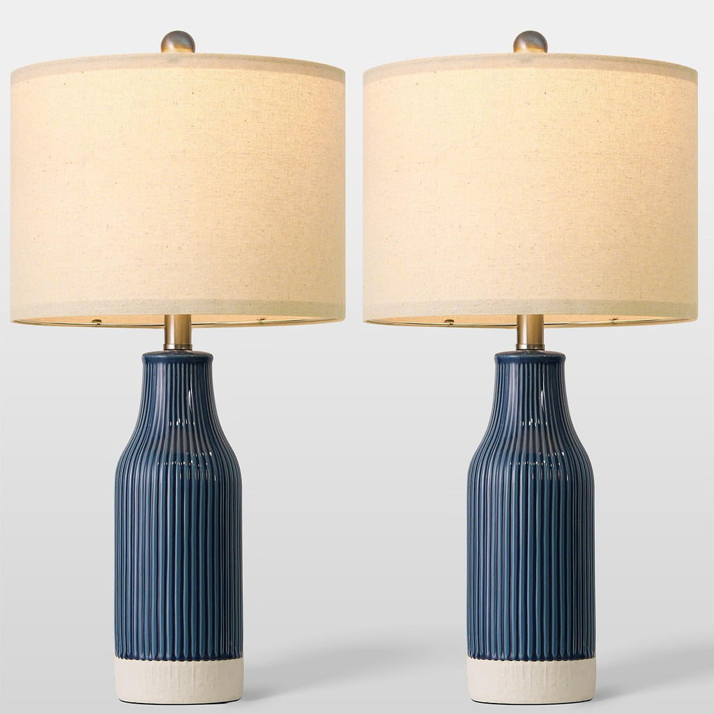 23.75" Modern Ceramic Table Lamps Set of 2, Stylish Bedside Lamps for Bedroom, Gorgeous Lamps for Nightstand, Lamps for Living Room…