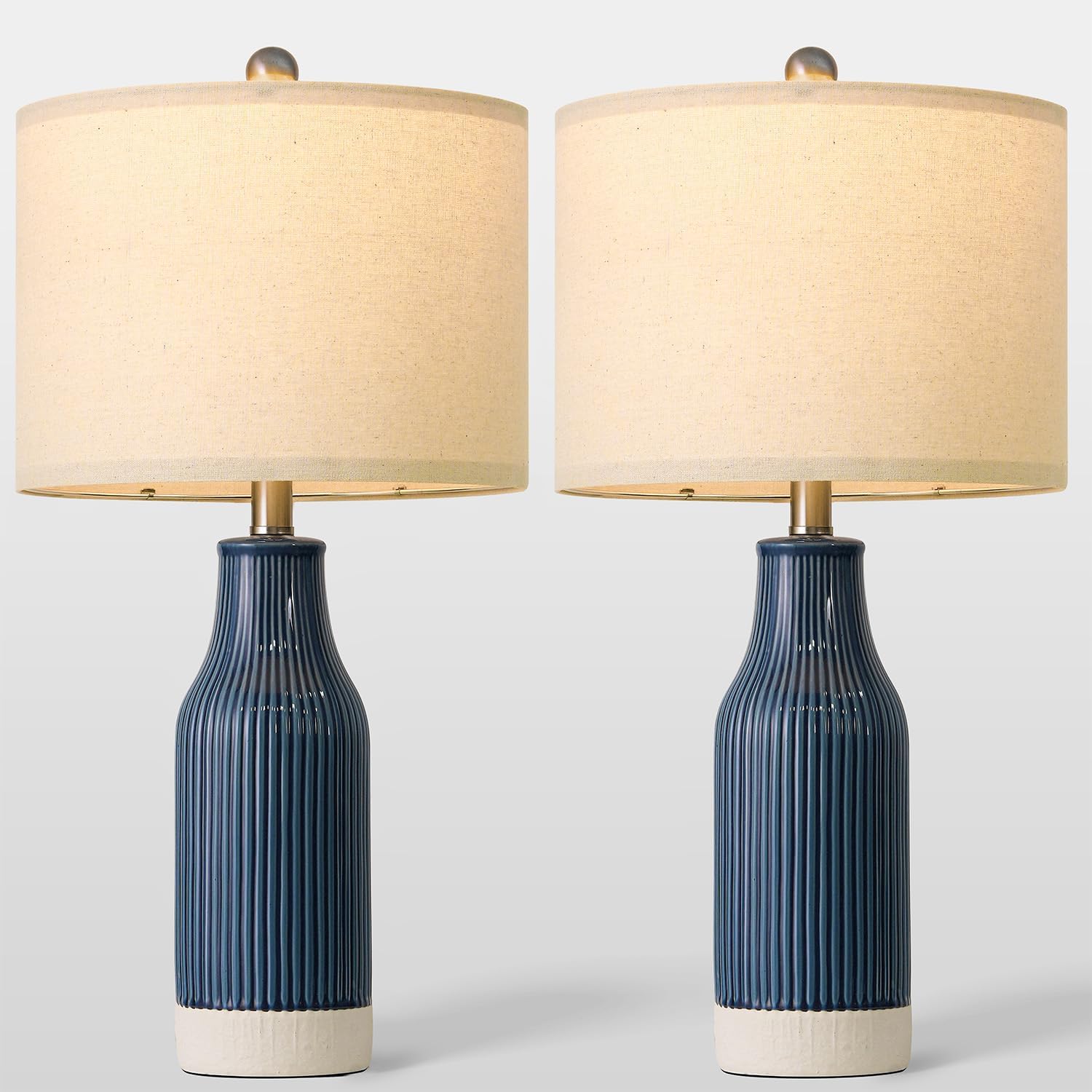 23.75" Modern Ceramic Table Lamps Set of 2, Stylish Bedside Lamps for Bedroom, Gorgeous Lamps for Nightstand, Lamps for Living Room…