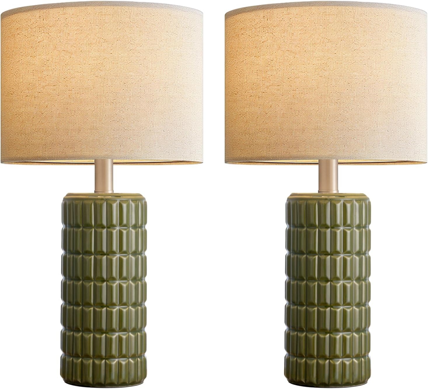 SeealleLighting 23" Modern Ceramic Table Lamps Set of 2 - Table Lamps for Living room, Farmhouse Bedside Night Stands Lamp for Bedroom, Whi…