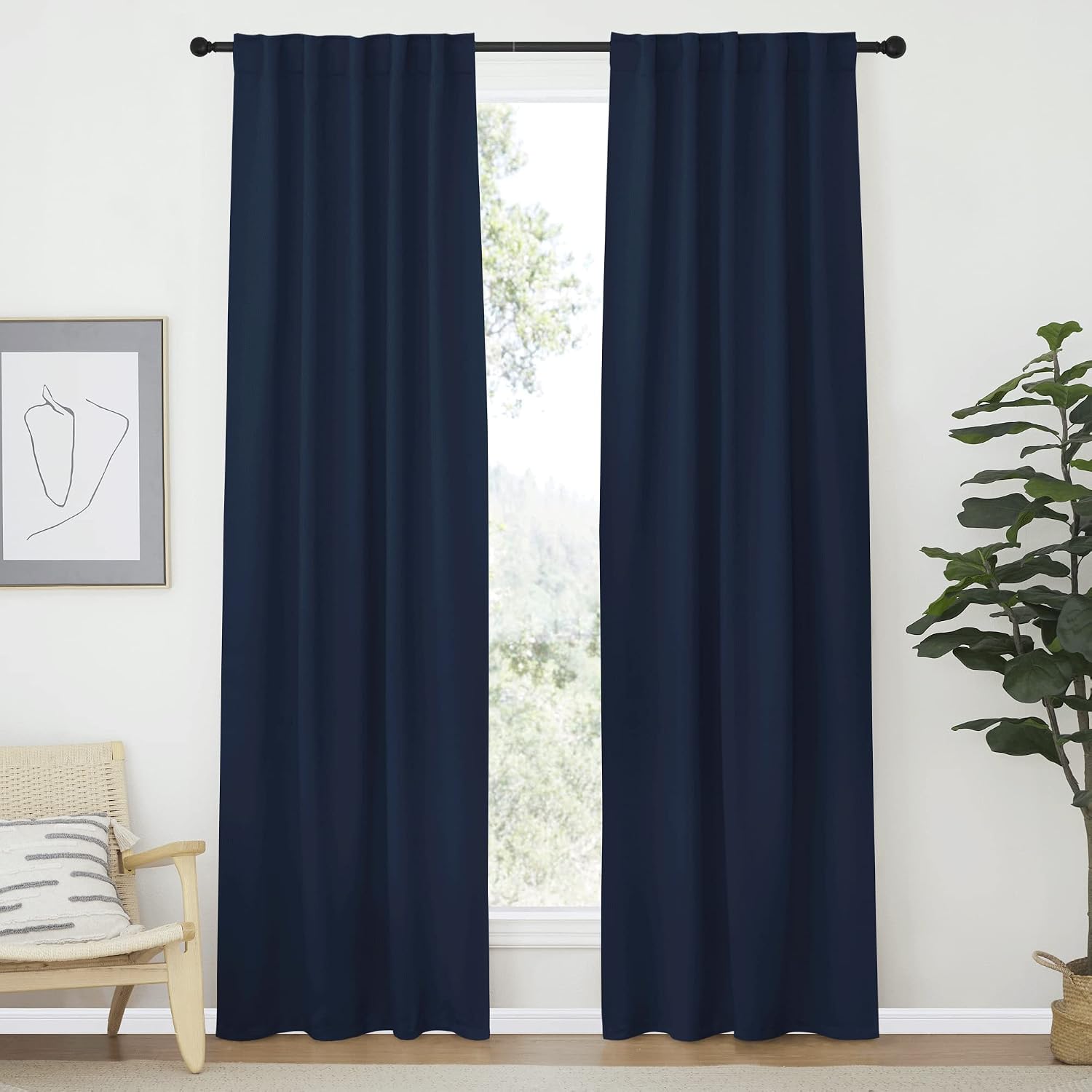 Nicetown Living Room Darkening Curtains - (Navy Color) W42 x L70, Set of 2, Home Decor Room Darkening Thermal Insulated Drapery Panels for…