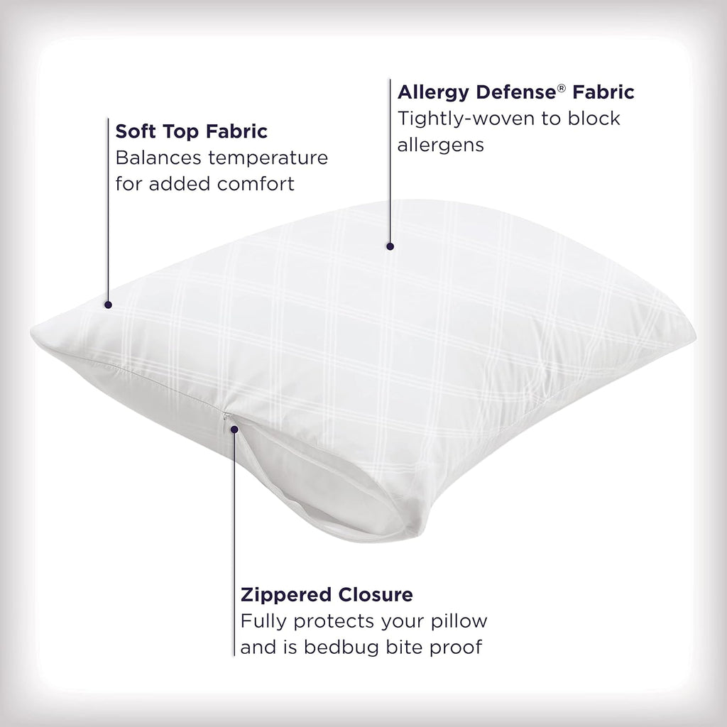Set of 4 King AllerEase Pillow Protectors - Temperature Balancing, Allergist Recommended - Premium Breathable, Zippered Protectors,(Pack of 2)